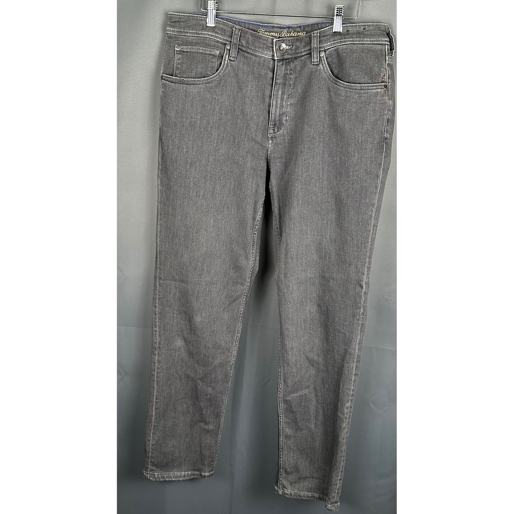 Tommy Bahama Straight Men’s Jeans in Faded Gray (Indigo Palms) (35x32)